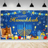 Picture of AIBIIN Happy Hanukkah Backdrop Blue Lamps Jewish Chanukah Hanukkah Photography Background Jewish Festival Holiday Hanukkah Party Decorations Banner Photo Studio Props 70.8 x 43.3 inch