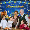 Picture of AIBIIN Happy Hanukkah Backdrop Blue Lamps Jewish Chanukah Hanukkah Photography Background Jewish Festival Holiday Hanukkah Party Decorations Banner Photo Studio Props 70.8 x 43.3 inch