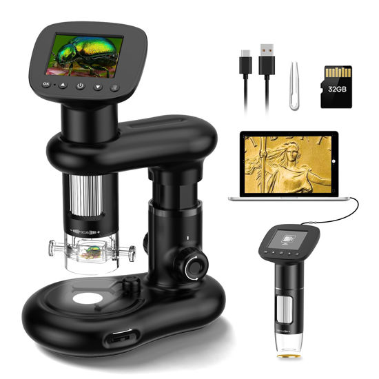 Picture of Kids Microscope for Ages 8-12, Handheld Digital Microscope D-MS1 with 2" IPS Screen - Take Pictures & Videos - Download to PC & Mac - 1000X Pocket Microscope, Used Birthday for Kids