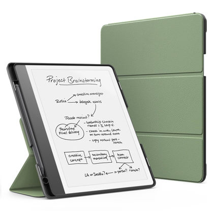 Picture of MoKo Stand Case for Kindle Scribe (2024/2022 Released) - Premium Leather Trifold Stand Cover with Pen Holder, Auto Sleep/Wake for 10.2" Amazon Kindle Scribe 2024/2022, Celadon