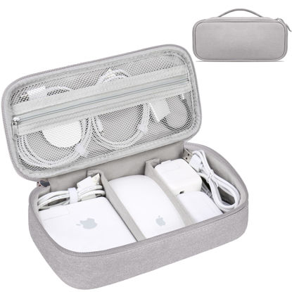 Picture of Lacdo Electronic Organizer Travel Cable Organizer Bag Pouch Tech Electronic Accessories Carry Case Portable Double Layers Charger Case for Cable, Cords, Charger, Earphone, Power Bank, Gray
