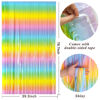 Picture of Pastel Rainbow Foil Fringe Curtain Streamers Party Backdrop Foil Fringe Backdrop Curtains Tinsel Streamers for Birthday Party Decorations