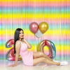 Picture of Pastel Rainbow Foil Fringe Curtain Streamers Party Backdrop Foil Fringe Backdrop Curtains Tinsel Streamers for Birthday Party Decorations