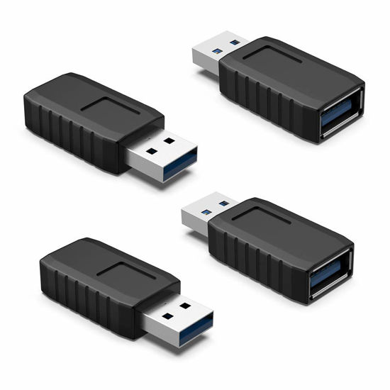 Picture of ELUTENG USB Coupler Male to Female 4Packs USB 3.0 Type A Adapter Superspeed 5Gbps USB Port Extension Connector Bridge Compatible with Laptop Computer Hard Drive Printer Camera