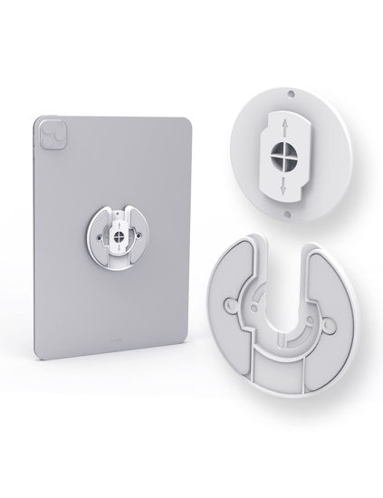 Picture of NOTMBESTM Universal Tablet Wall Mount Adjustable 90 Degree Swivel ipad Mount Fit for e-Reader/Kindle Compatible with Cable Box/Smart Speaker/WiFi Router and More(2Pack) (White)