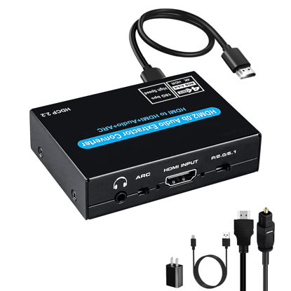 Picture of HDMI Audio Extractor,HDMI ARC Adapter,HDMI to Optical 3.5mm AUX RCA Analog Audio Adapter or HDMI ARC to Optical 3.5mm RCA Analog Splitter 2 in 1 Multifunction ARC Audio Extractor Adapter