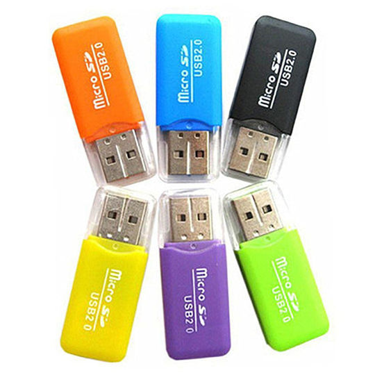 Picture of VizGiz 6 Pack Micro SD Card Reader SDXC TF USB 2.0 T-Flash MicroSD TransFlash Memory Card Reader Adapter Writer Mini Ice Cool for Android Phone Camera PDA MP3 MP4 PC Mac Tablet TV Box