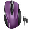 Picture of TECKNET Rechargeable Wireless Mouse,USB-A Silent Mouse, Quiet Click, 6 Adjustable 4800 DPI, Cordless Computer Mouse, Ergonomic Mouse for Laptop, 6 Buttons 2.4G Mouse for Chromebook, Ergo Grip - Purple
