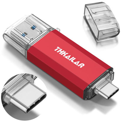 Picture of THKAILAR USB C Flash Drive 128GB, USB Flash Drive with Type C and Type A 3.1 Port USB C Thumb Drive Compatible with Android Phone/PC/Mac Pro