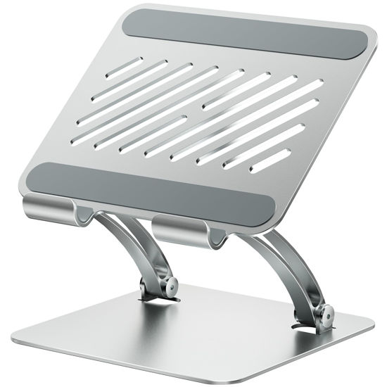 Picture of tounee Tablet Holder Stand, Dual Rod Adjustable Aluminum Desktop Stand, Compatible with 4-17.3" iPads, Surface Tablets, Portable Monitors, Kindle & More (Silver)
