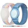 Picture of 2 Pack AirTag Bracelet for Kids, Apple Air Tag Protective Cover with Nylon Wristband, Anti Lost GPS Trackers Case Cover Elastic Watch Band for Toddlers Girls Boys Elders (Light Rainbow,Blue)