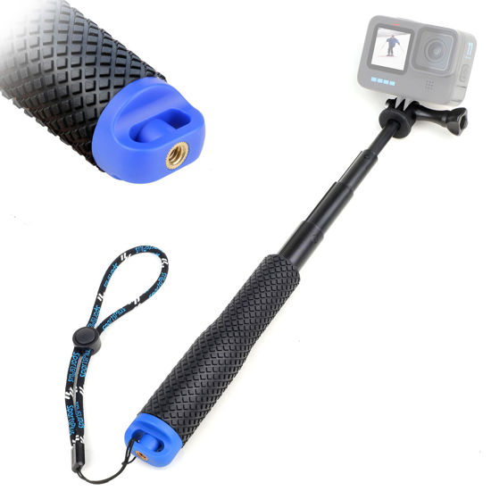 Picture of YALLSAME Waterproof Selfie Stick, 7'' - 23'' Short Extension Stick Compact Hand Grip Monopod Pole for GoPro Hero 13 12 11 10 9 8 7 6 5 4 Session Max Insta360 X3 GO3 AKASO DJI Osmo Action 4 3 2 1
