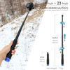 Picture of YALLSAME Waterproof Selfie Stick, 7'' - 23'' Short Extension Stick Compact Hand Grip Monopod Pole for GoPro Hero 13 12 11 10 9 8 7 6 5 4 Session Max Insta360 X3 GO3 AKASO DJI Osmo Action 4 3 2 1