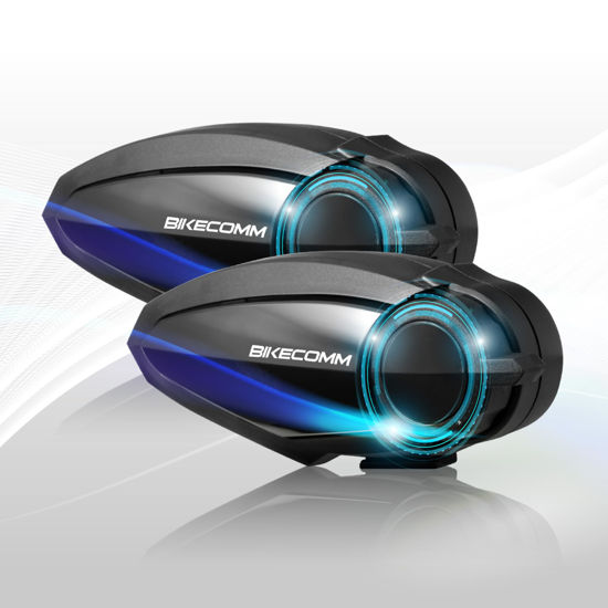 Picture of BIKECOMM BK-S2 Motorcycle Bluetooth Intercom Headset - Helmet Communication System, Waterproof Speaker, Voice Comm Earbuds, Helmet Headphone, Noise Cancellation (Duo Black)