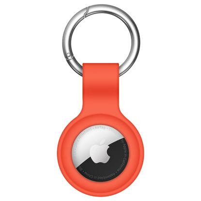 Picture of Linsaner Compatible with AirTag Case Keychain Air Tag Holder Silicone AirTags Key Ring Cases Tags Chain Apple AirTag GPS Item Finders Accessories, Orange