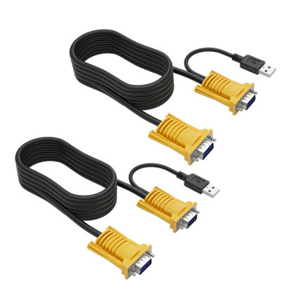 Picture of MT-VIKI 2-in-1 USB VGA KVM Cable for USB KVM Switch VGA (16ft 2pakcs)