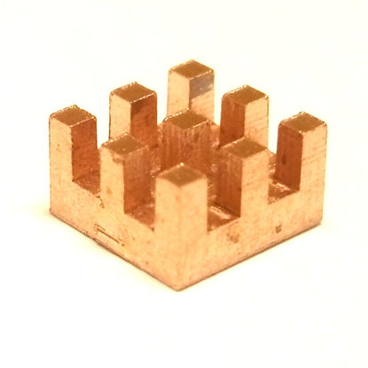 Picture of Easycargo 10 Pieces 7mm Copper Heatsink Kit 7x7x4mm + 3M 8810 Thermal Conductive Adhesive Tape, Mini Small Cooler Heat Sink for Cooling VRM GPU Stepper Driver MOSFET Regulators 7mmx7mmx4mm