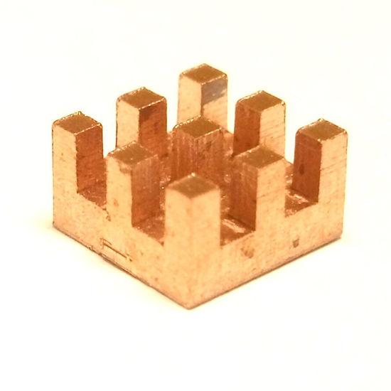 Picture of Easycargo 10 Pieces 7mm Copper Heatsink Kit 7x7x4mm + 3M 8810 Thermal Conductive Adhesive Tape, Mini Small Cooler Heat Sink for Cooling VRM GPU Stepper Driver MOSFET Regulators 7mmx7mmx4mm