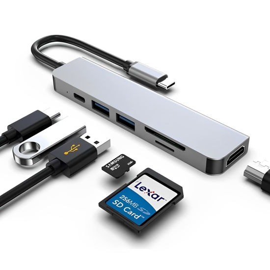 Picture of USB C Docking Station, HDMI to USB C Adapter for Monitor, USB-C Hub HDMI Dongle for Laptop, Micro SD Card Reader USB C Dock for Chromebook, USB C to USB Adapter Multiport for MacBook pro