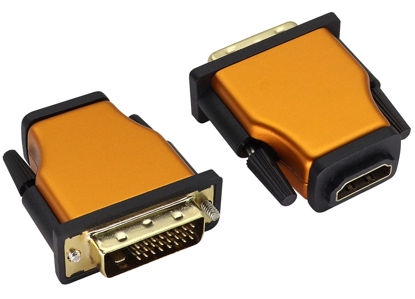 Picture of AAOTOKK DVI to HDMI Converter Aluminum Alloy Shell Bi Directional DVI-D (24+1)Male to HDMI Female Adapter Support 1080P, 3D for TV Box,Blu-ray,Computer,Desktop,Laptop,Monitor,Projector(2-Pack/Orange)