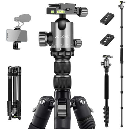 Picture of JOILCAN Tripod for Camera, 81" Camera Tripod DSLR Tripod, 83" Aluminum Camera Tripods & Monopods, Heavy Duty Travel Tripod for Binoculars Laser Level Spotting Scope, Professional Complete Tripod Units
