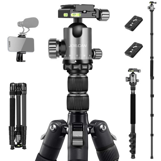 Picture of JOILCAN Tripod for Camera, 81" Camera Tripod DSLR Tripod, 83" Aluminum Camera Tripods & Monopods, Heavy Duty Travel Tripod for Binoculars Laser Level Spotting Scope, Professional Complete Tripod Units