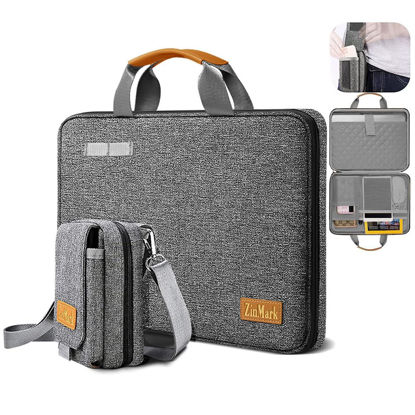 Picture of Laptop Case 15.6 Inch Briefcase Military-Grade Protection with Detachable Belt Bag, Compatible All Model of 15-16 Inch MacBook Pro and Most Popular 15.6 Inch Notebooks Chromebooks (Gray Black)