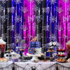 Picture of Bupelo Wednesday Birthday Party Supplies, 2 Pack Wednesday Party Decorations 3.3x6.6ft Black Purple and Pink Tinsel Foil Fringe Curtains, Gothic Photo Booth Prop Backdrop Streamer for Girl in Dark