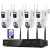 Picture of Kittyhok Dual Lens Wireless Security Camera System, 4pcs 2K Outdoor Camera with 2.4/5GHz WiFi, Pan & Tilt, Auto Tracking, Human Detection, Color Night Vision, 16CH Wi-Fi 6 NVR with 1TB HDD, KWDP164