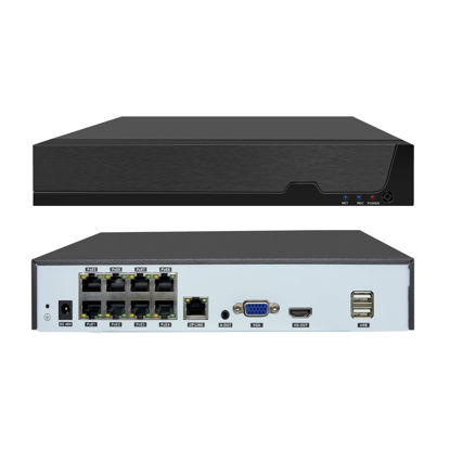 Picture of Tennoz 8 Channel 12MP PoE Network Video Recorder NVR, 8 Port H.265 NVR Support 12MP/6K/4K/8MP/5MP/3MP/1080P PoE Camera, Remote Access, Motion Alarm, 24/7 Recording, Smart Playback, No Hard Disk Drive