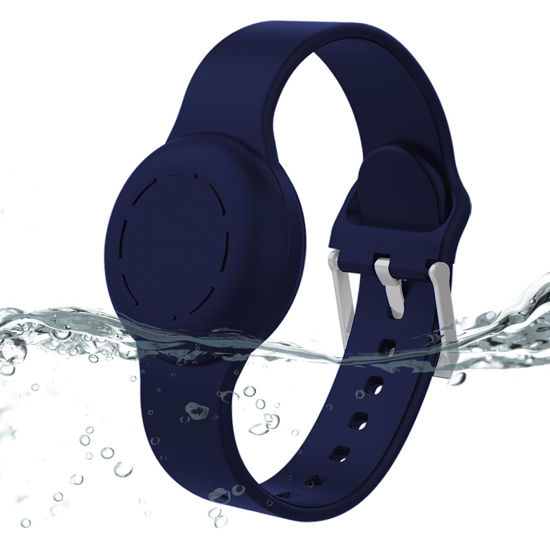 Picture of Waterproof Airtag Bracelet for Kids, Silicone Hidden Holder Compatible with Apple Air Tag Case, GPS Tracker Anti-Lost Adjustable Airtag Wristband for Toddler Child (Navy)