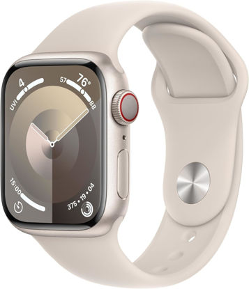 Picture of Apple Watch Series 9 [GPS + Cellular 45mm] Starlight Aluminum Case with Starlight Sport Band M/L (Renewed Premium)