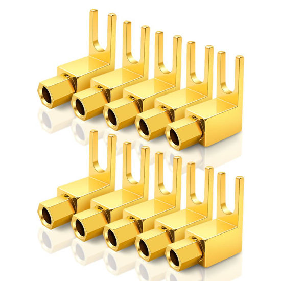 Picture of KUYIOHIFI HiFi Banana Plug to Spade Adapter - Vintage Speaker Amplifier connectors/Banana Plug Adaptor (10-Pack)
