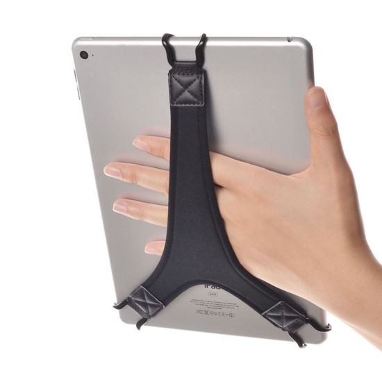 Picture of TFY Security Hand Strap Holder Finger Grip for Tablets -Compatible with iPad Air/iPad Pro 9.7Inch / Samsung Galaxy Tab 10.1Inch / Tab 4 10.1Inch / Tab Pro 10.1Inch / Tab S 10.5 (Black)