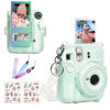 Picture of CAIYOULE Mini 12 Clear Case - Protective Camera Case Compatible For Fujifilm Instax Mini 12, Rigid PC Camera Case with Photo Storage, with 2 Straps and Stickers (No Camera)