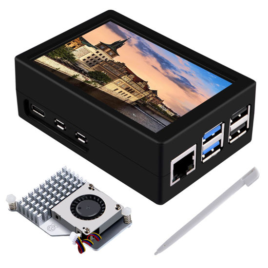 Picture of GeeekPi 3.5 inch HDMI Touch Screen with Case for Raspberry Pi 5, with Official Pi 5 Active Cooler, 320x480 Monitor TFT LCD Display for Raspberry Pi 5