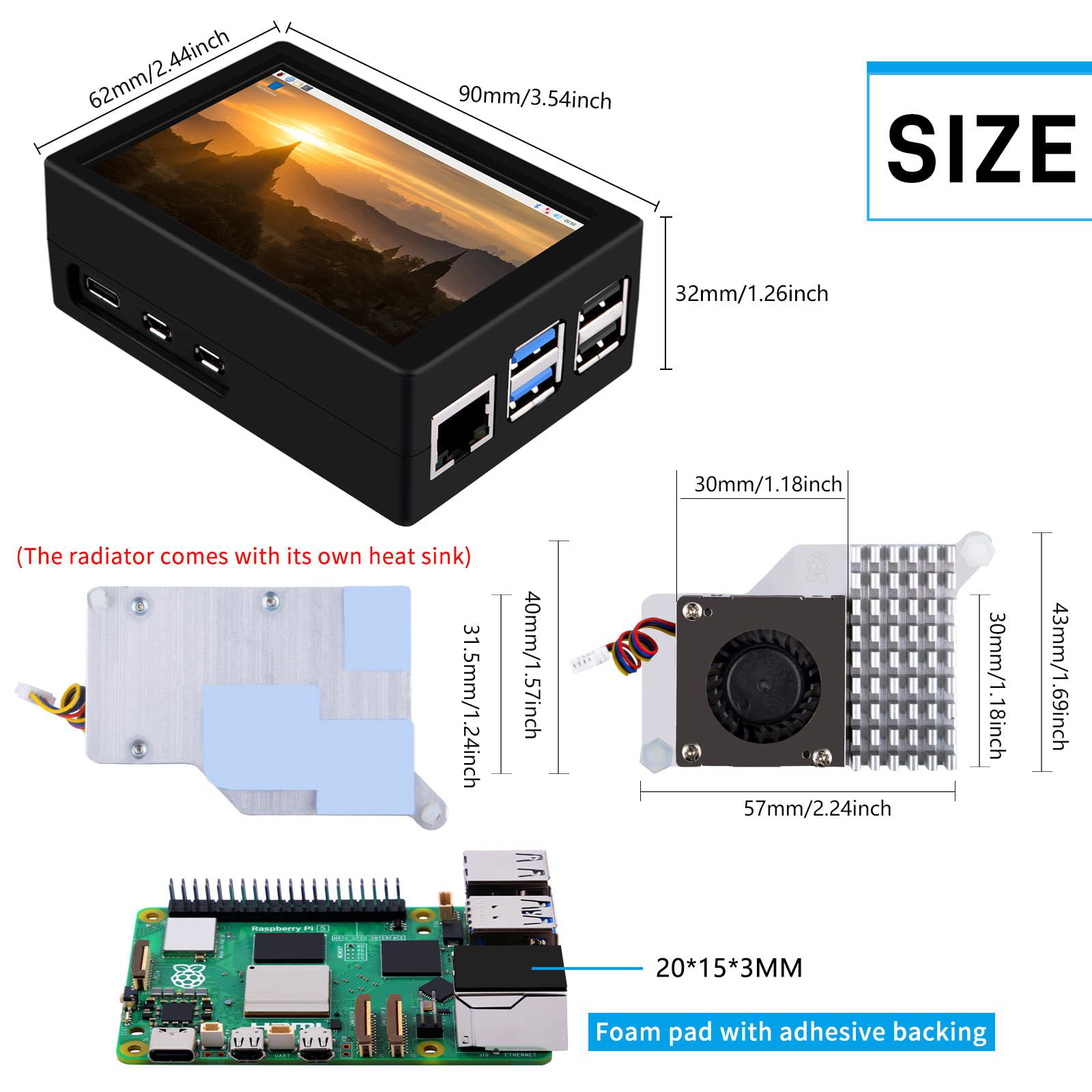 GetUSCart- GeeekPi 3.5 inch HDMI Touch Screen with Case for Raspberry ...