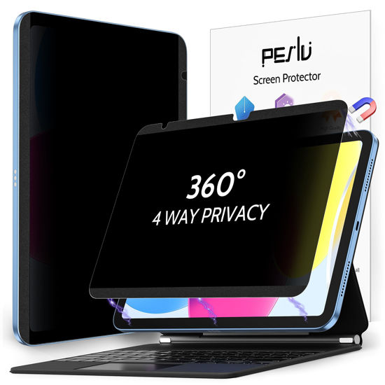 Picture of Peslv 4 Way Magnetic Privacy Screen Protector for iPad 10th Gen 2022 (10.9 Inch), Removable 360 Degree Spy Private Black Security Filter