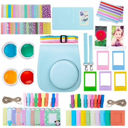 Picture of ZWOOS 10 in 1 Accessories Kit Compatible with Instax Mini 11/9/8 Camera, Including Camera Case, Album and Other Items for Collecting and Displaying Photos (Sky Blue)