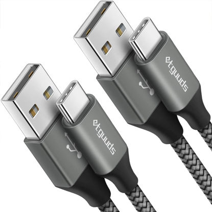 Picture of etguuds 4ft USB A to USB C Cable 3A Fast Charging, 2-Pack USB A to USB Type C Charger Cord for iPhone 16 15 Pro/Pro Max/Plus, for Samsung Galaxy S24 S23 S22 S21 S20 S10 A55 A54 Flip Note, Moto, Gray