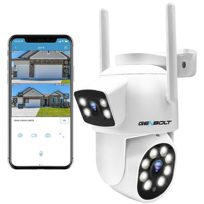 Picture of GENBOLT PTZ WiFi Security Camera Outdoor, CCTV Camera with Dual View, Dual Lens IP Camera Cloud Storage Upgraded with Color Night, Auto Tracking Humanoid Detection [DC&PoE]