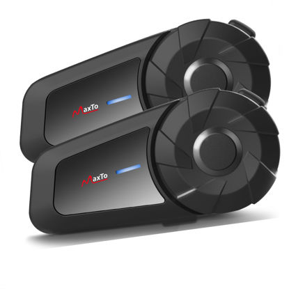 Picture of Maxto Motorcycle Bluetooth Headset, MX1 2-Riders 800M universal Intercom Communication Systems, HiFi Stereo Sound/IPX6 Waterproof/Call Music Control, Motorcycle Helmet Speaker-Intercom-Headset(2 pack)