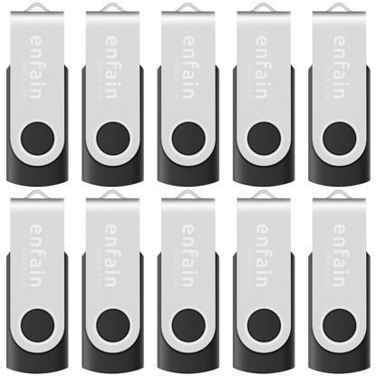 Picture of Enfain's Premium 10-Pack of 512MB USB Flash Drives in Black: Tiny Yet Powerful, Perfect for Efficiently Sharing and Transferring Small Document Files