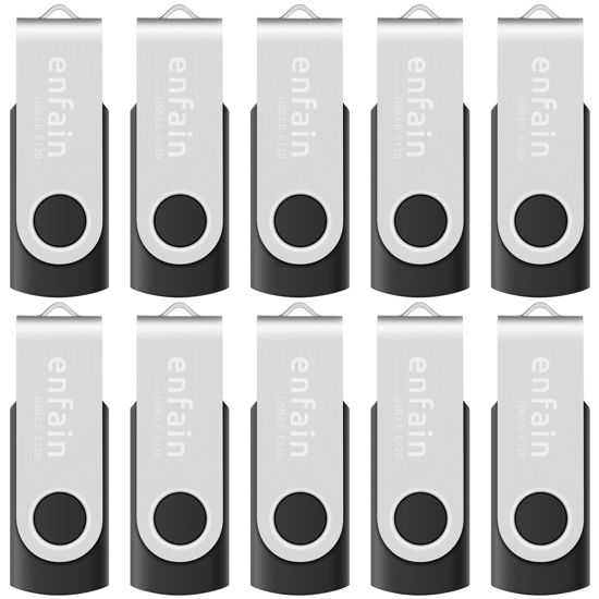 Picture of Enfain's Premium 10-Pack of 512MB USB Flash Drives in Black: Tiny Yet Powerful, Perfect for Efficiently Sharing and Transferring Small Document Files