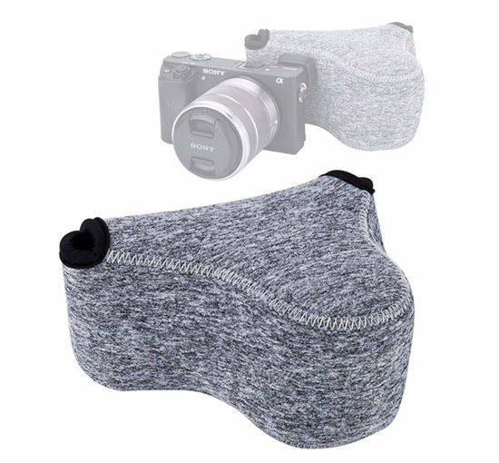 Picture of JJC Grey Ultra Light Neoprene Camera Case for Sony a6600 a6500 a6400 a6300 a6100 a6000 a5100 +18-55mm/E 50mm F1.8 Lens, Pouch Bag for Fuji X-T30 X-T20 X-T10 +16-50mm, Canon PowerShot SX530 SX540 G3X