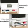 Picture of TEAMIX Wooden Monitor Stand Riser-2 Tier White Laptop Stand for Desk, Monitor Riser for TV/Printer/Keyboard, Computer Stand with Storage Home Office Desk Shelf Organization