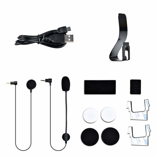 Picture of FODSPORTS The New Version FX8 Accessories, Motorcycle Helmet Bluetooth Headset Intercom Communication System Kit(Iron Clip/Hard Soft Mic/USB Charge Cable/2 Rubber Pad/8 Adhesive Pads Stickers)