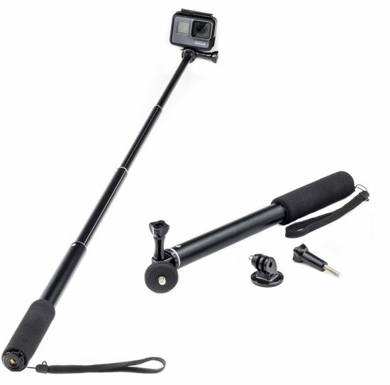 Picture of Digicharge Extendable Action Camera Selfie Stick Monopod for GoPro Hero13 Hero12 Hero11 Max Hero10 Hero9 / DJI Osmo Action 5 4 3 / Hero 13 12 11 Mini 10 9 Fusion Akaso Brave Camera Pole (1/4" Thread)