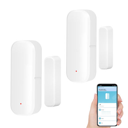 Picture of WiFi Door Sensor Window Detector: Smart Magnetic Door Open Detector with App Alerts, Wireless Home Security Contact Sensor, Tuya App Remote Control, Compatible with Alexa Google Assistant (2-Pack)