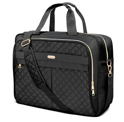 Picture of WIRABO Laptop Bag for Women 17 Inch, Laptop Briefcase for Women, Large Computer Bag Messenger Bag Work Office Travel Business Black